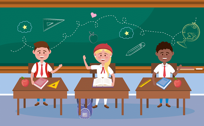 middle school students in classroom clipart