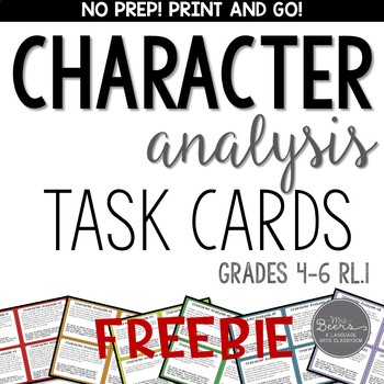 character analysis task cards 