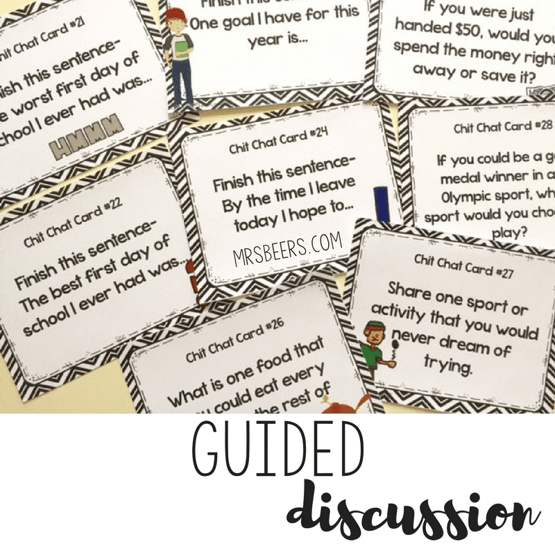 task cards for guiding student discussion