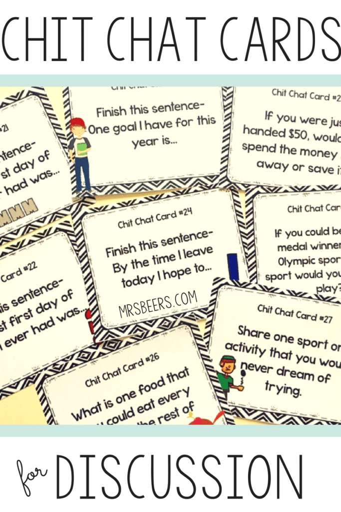 chit chat cards for classroom icebreakers