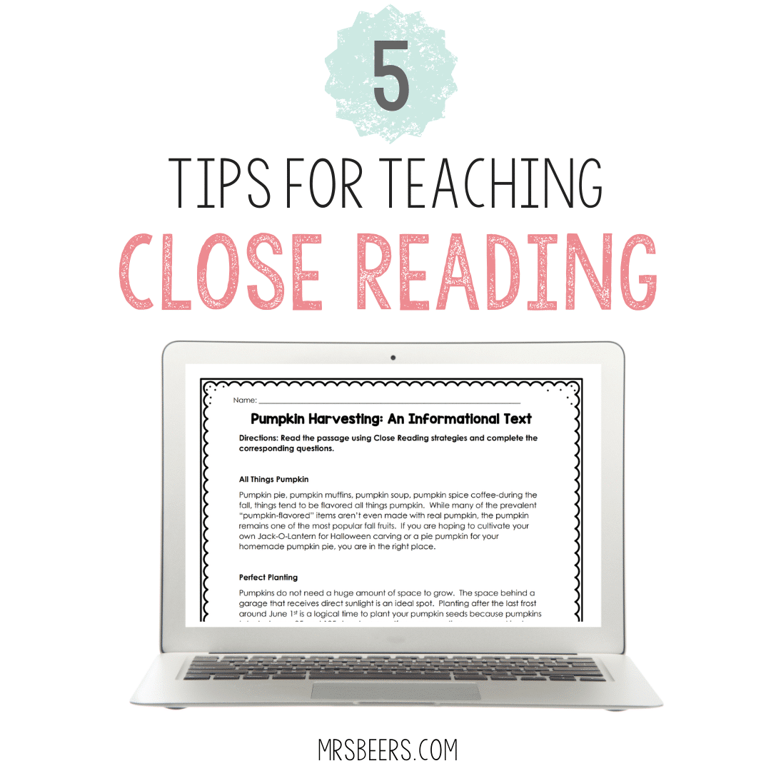 close reading strategies for middle school