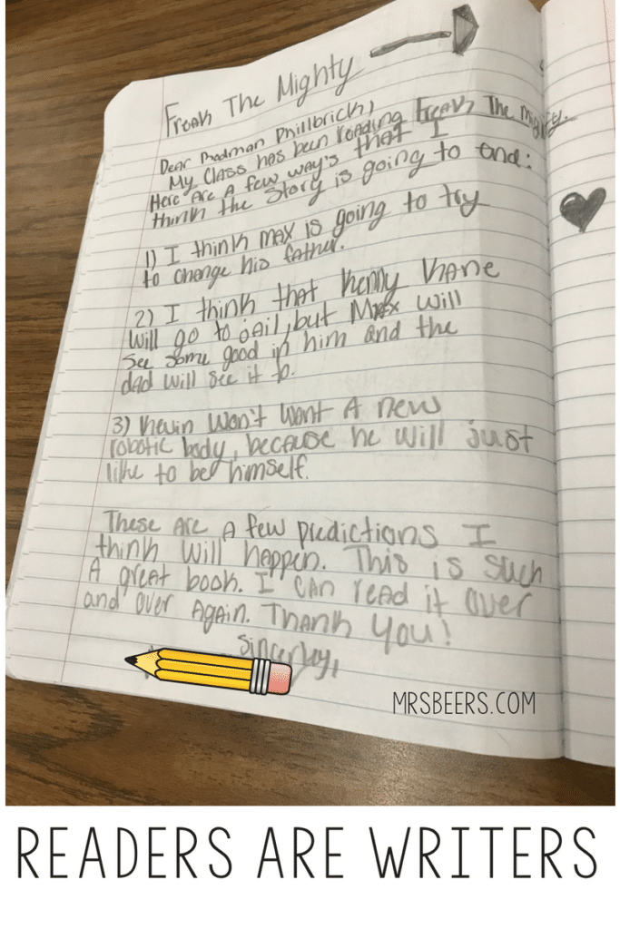 reader's notebook example - readers are writers