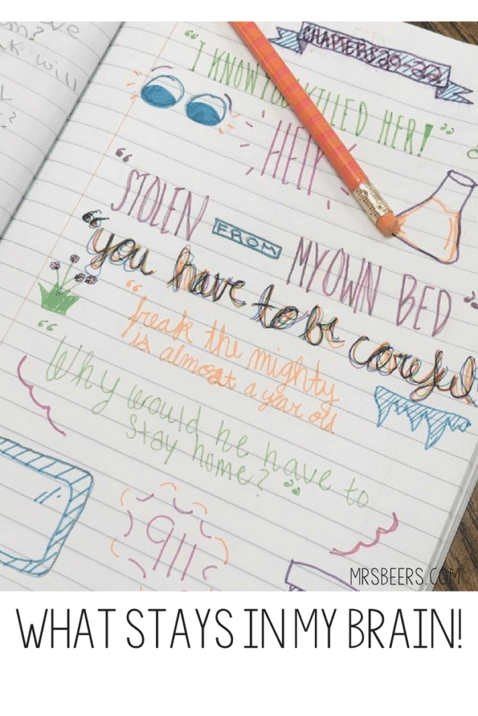 reader's notebook example - word doodles