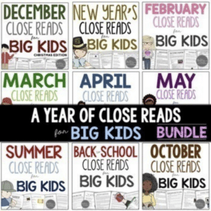 close reading passages for middle grades