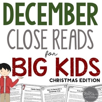 December close reading passages for grades 4-8