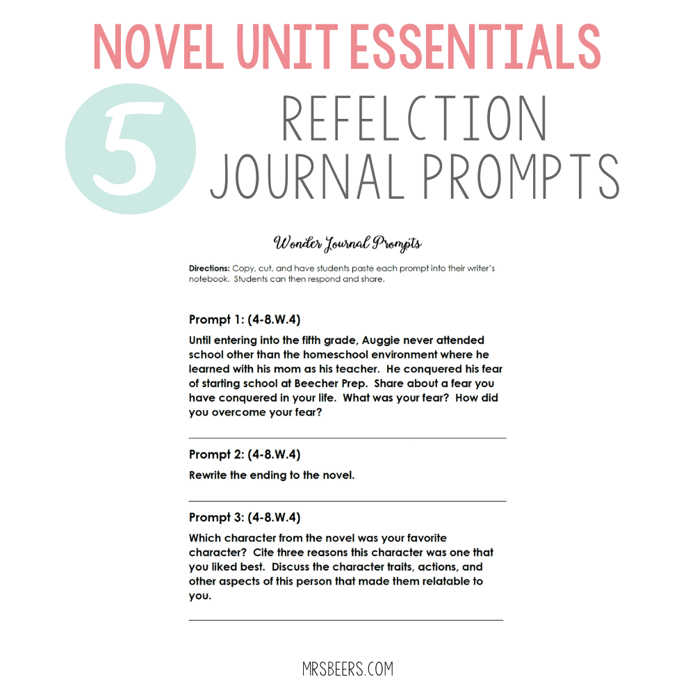 novel unit journal prompts