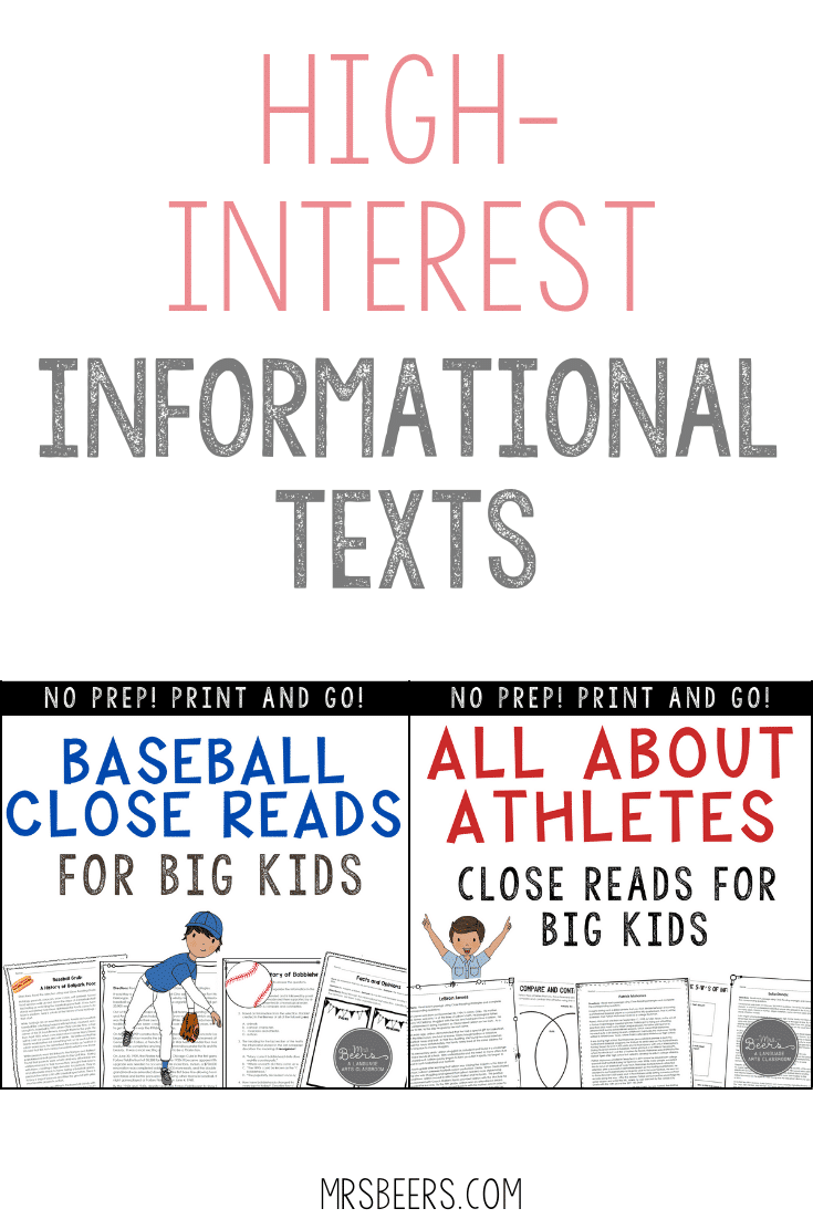 Informational texts about athletes for middle school readers.