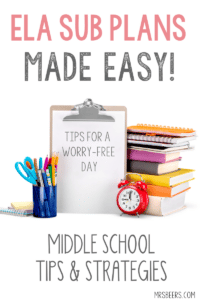 ELA sub plans - strategies and resources for middle school