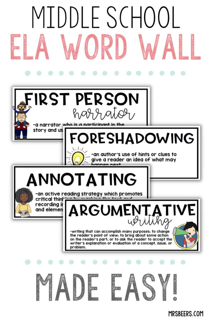 How to use an ELA word wall with middle school students