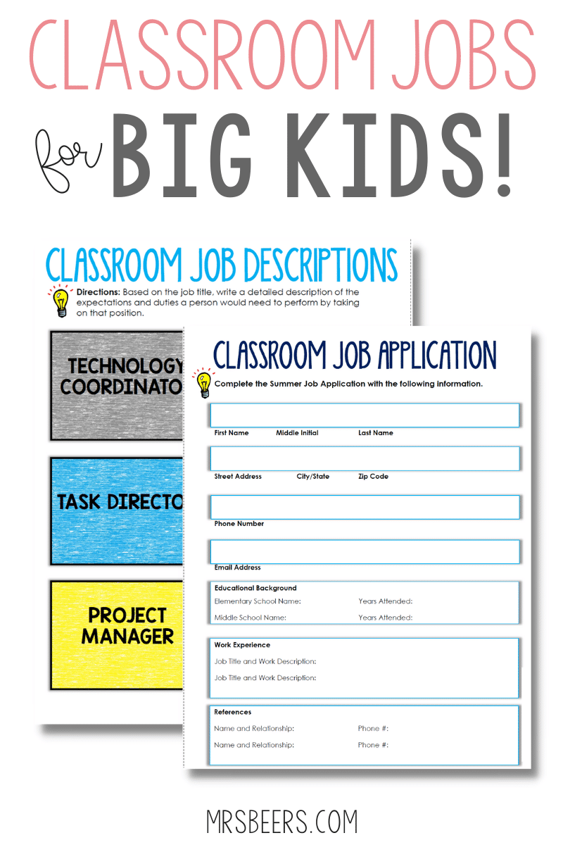Student Helpers And Classroom Jobs