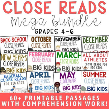 High-Interest Close Reading Passages Bundle cover, PDF resource for grades 4-6