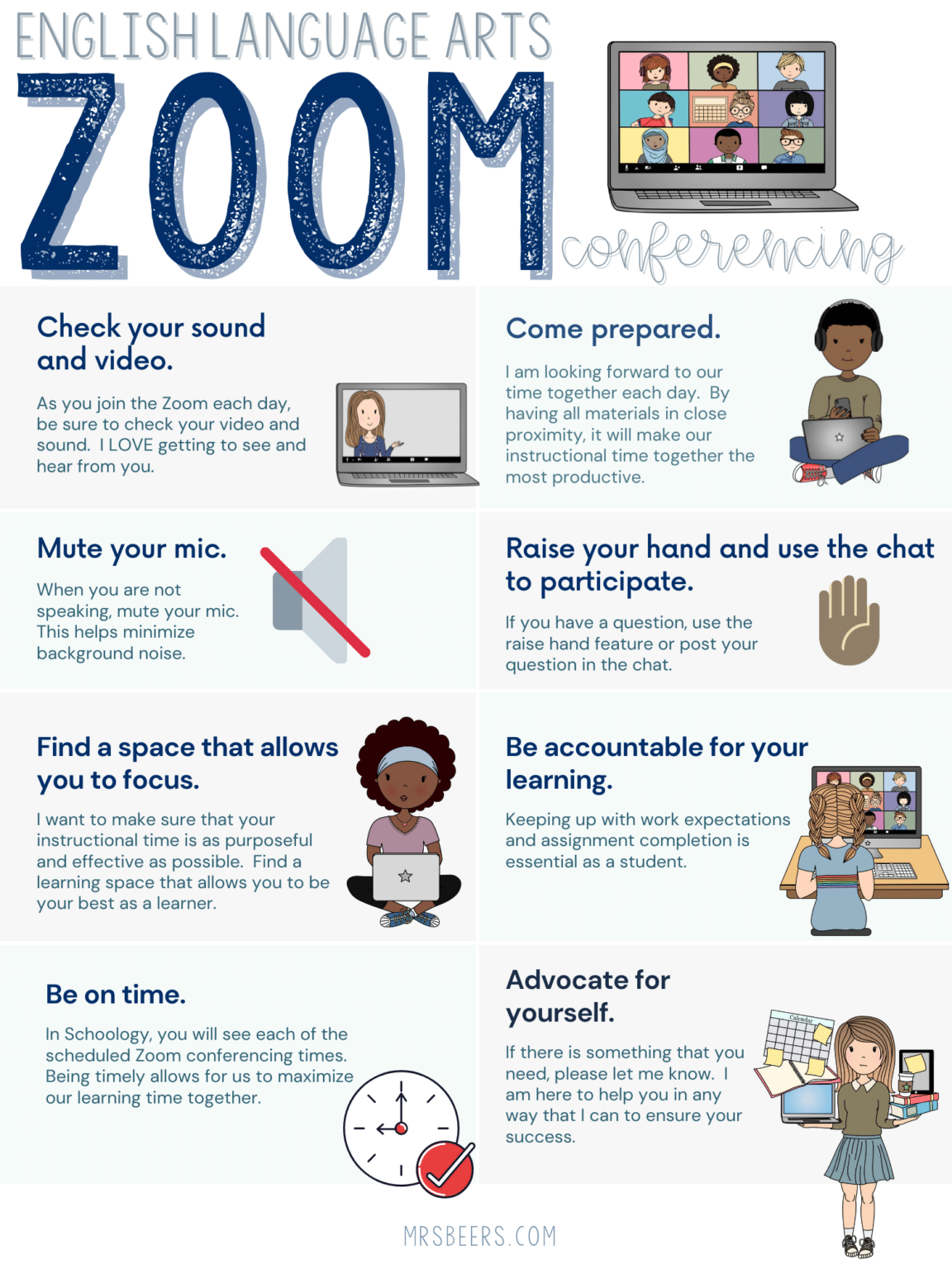 Zoom Classroom Tips, Ideas, and Expectations Freebie