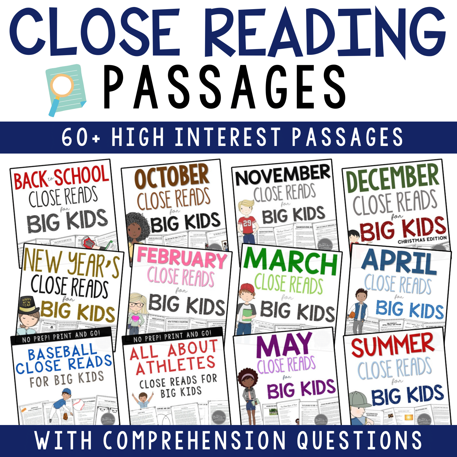 close reading passages with comprehension questions