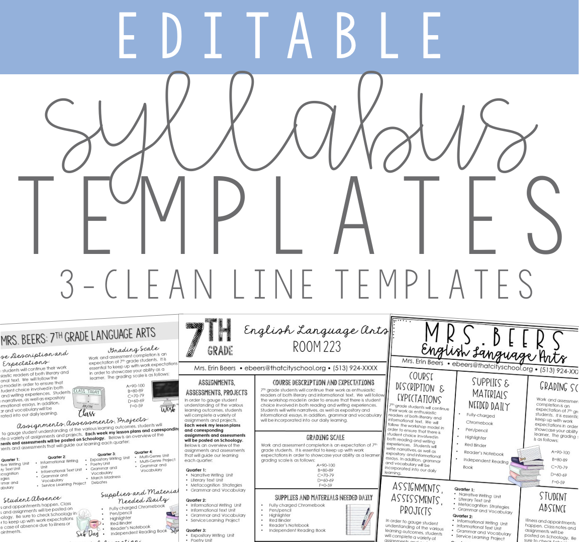 Editable syllabus templates for teachers