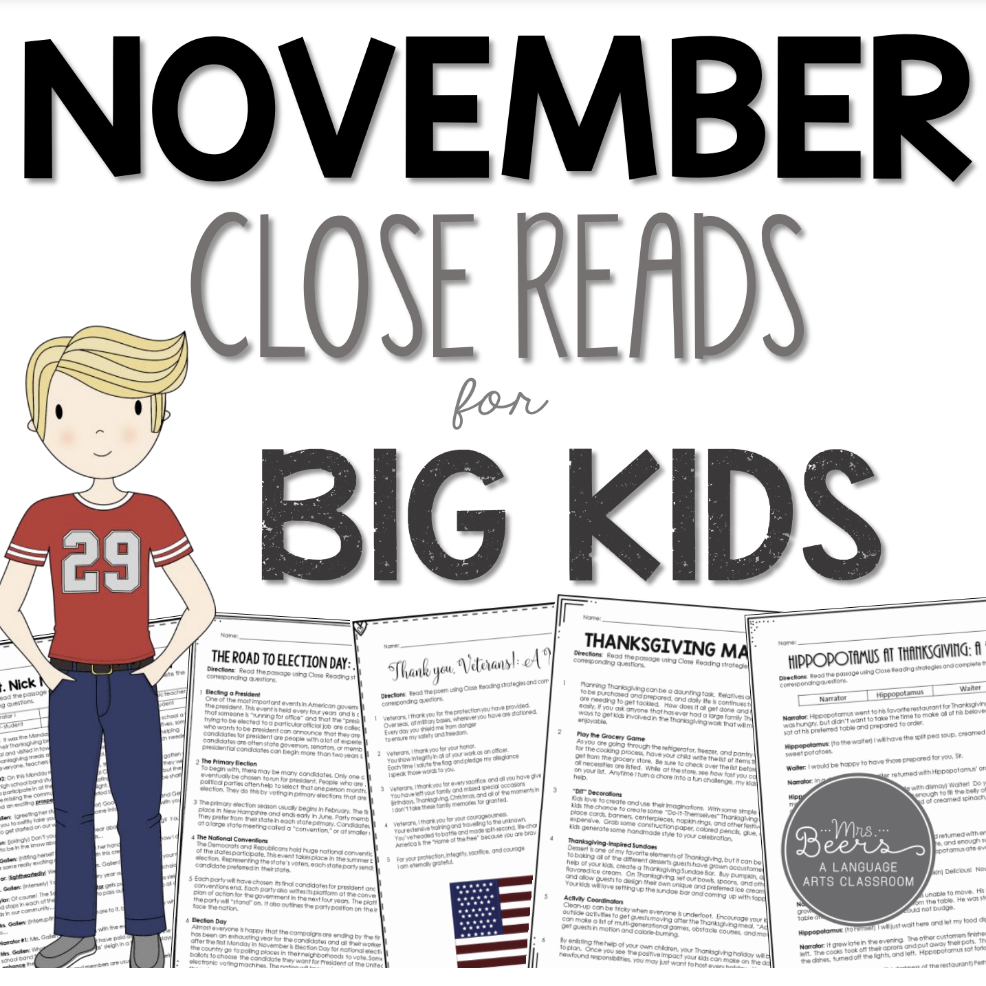 November close reading passages for grades 4-6