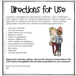 classroom expectations directions