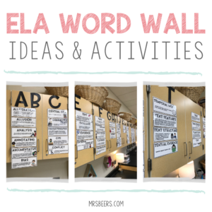 Language arts word wall activities for middle school