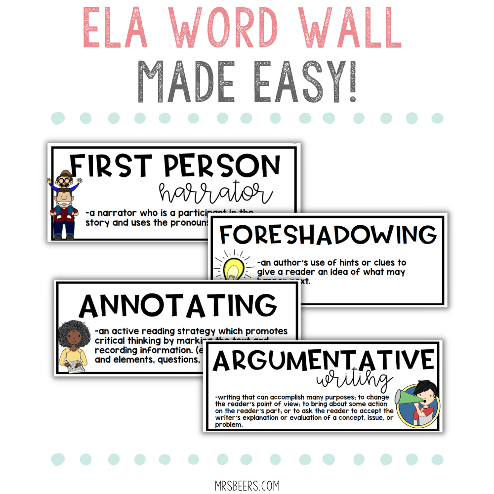 ELA Word Wall (Made Easy!) for Middle School