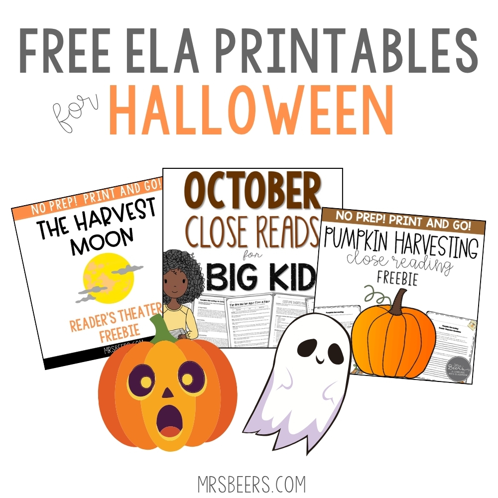 Free Halloween ELA Printables for Middle School (3 PDFs)