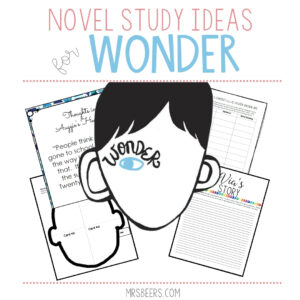 Wonder by RJ Palacio novel study lesson plans and character analysis activities for middle school