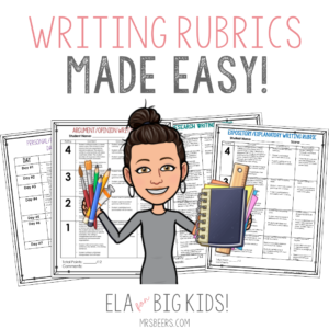 Essay writing rubric templates for middle school