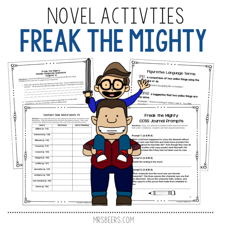 Freak the Mighty novel study lesson plans and activities for middle school ELA
