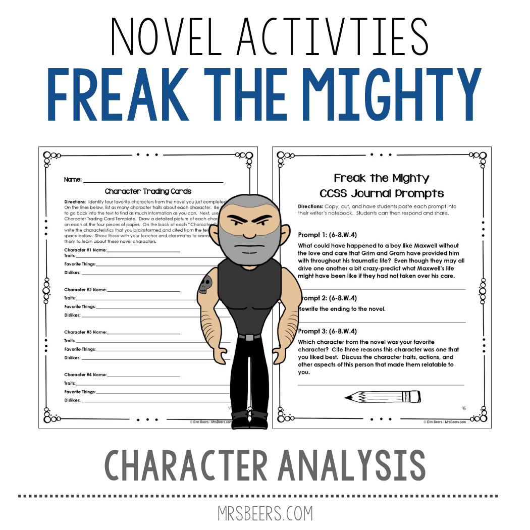 Character analysis worksheet comparing Max and Kevin in Freak the Mighty