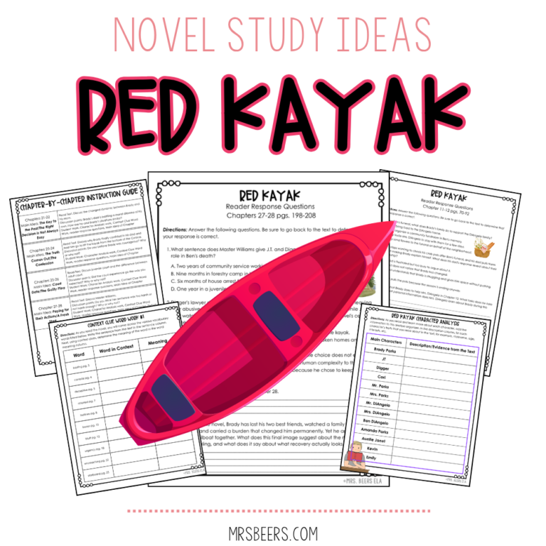 Red Kayak by Priscilla Cummings read aloud and novel study activities