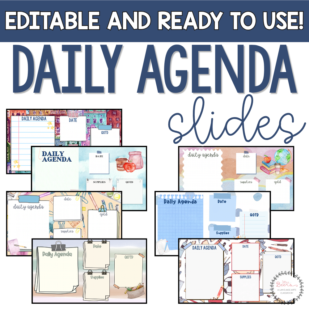 Daily Agenda Slides for Middle School: Editable in Canva or Google Slides