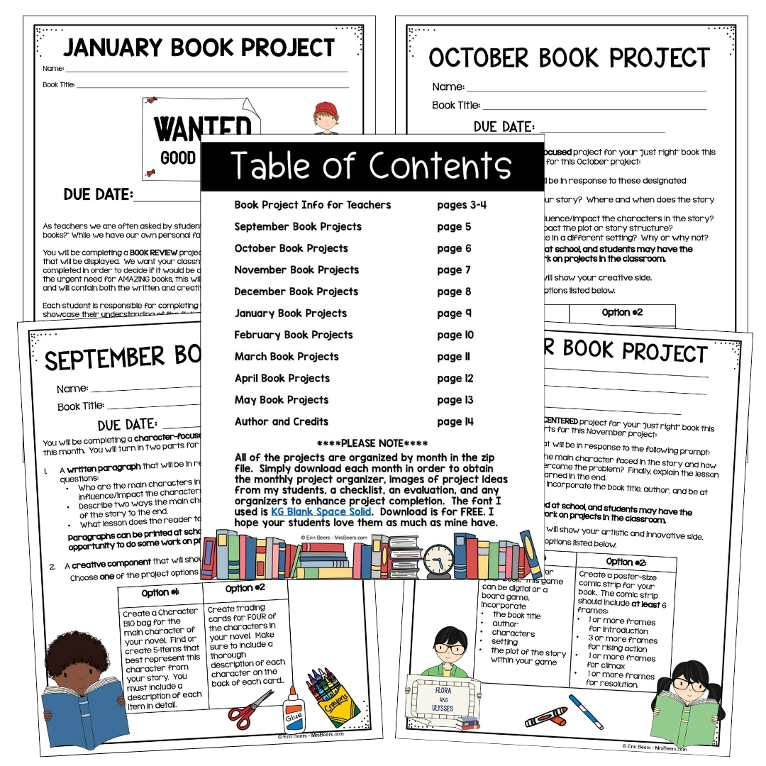 offering book project choices each month for self-selected reading