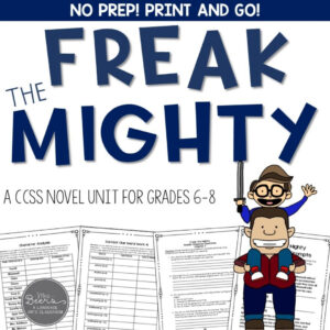 Freak the Mighty novel study unit cover for middle school ELA, grades 5-7