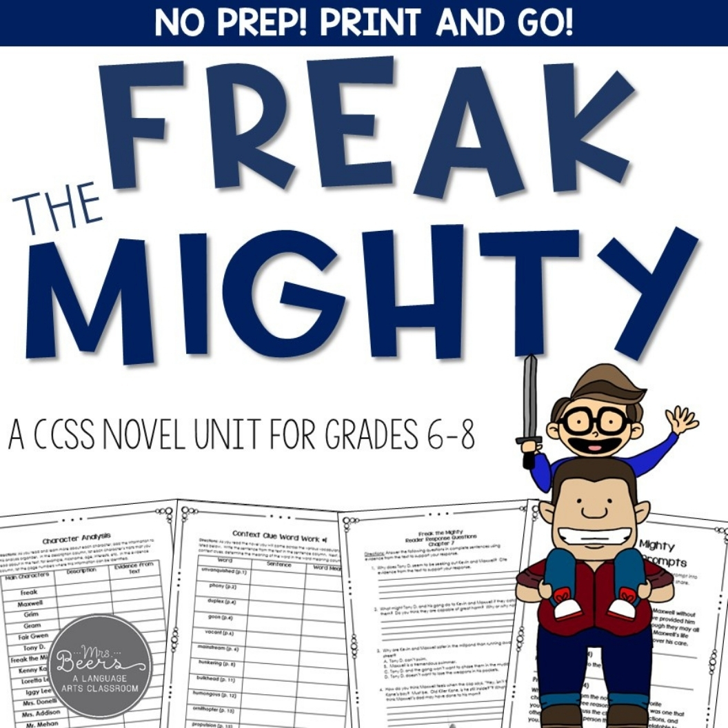 Freak the Mighty novel study unit cover for middle school ELA, grades 5-7