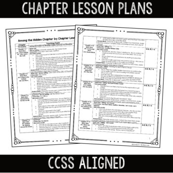 Chapter-by-chapter lesson plan sample from the Among the Hidden novel study unit