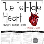 The Tell-Tale Heart reader's theater toolkit for middle school grades 6-8, showing the script, word work, and question pages